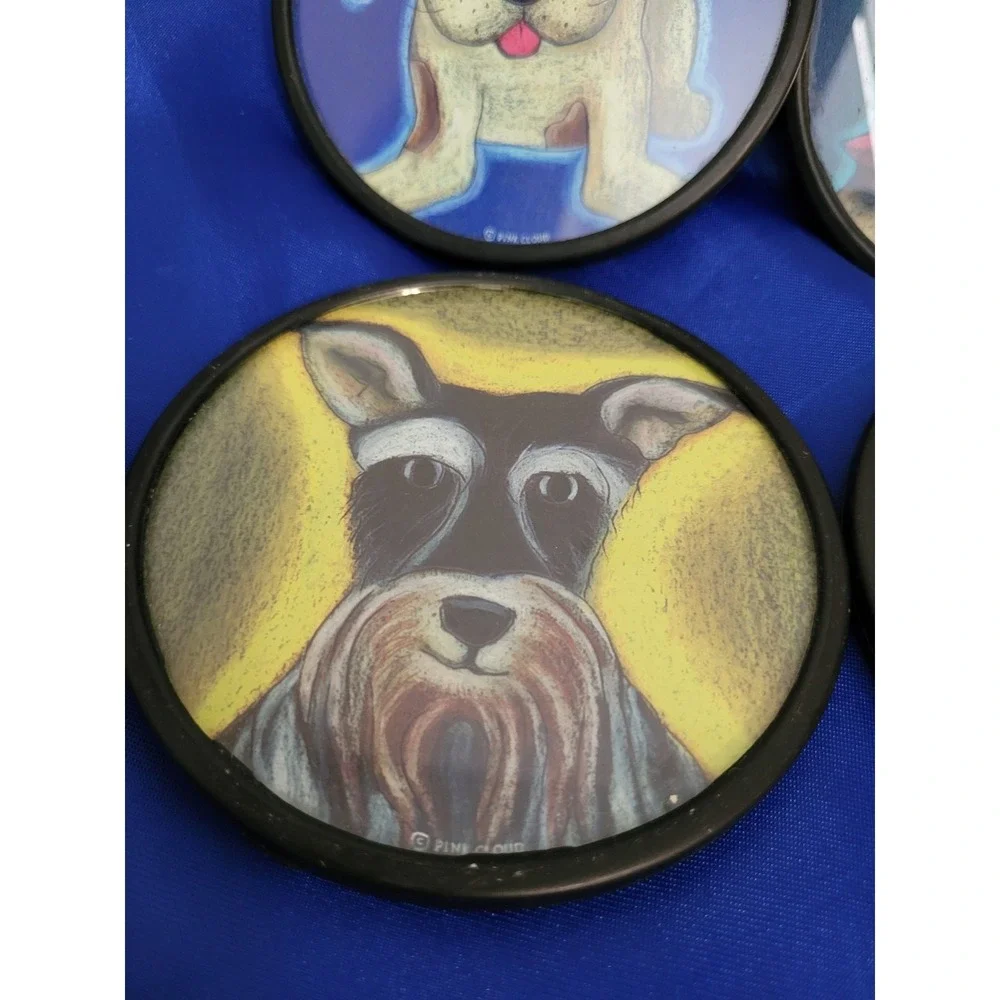 Dog Coasters Set of 4 Puppies Drinks Coasters for Coffee Table